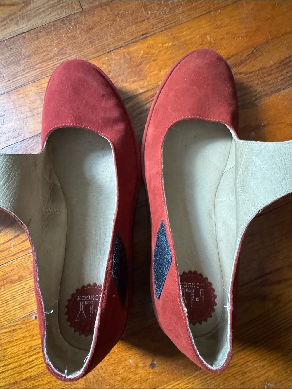 Fly London Red Suede Wedge Mary Jane Shoes - Picture 3 of 9